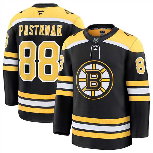 Mens Boston Bruins #88 David Pastrnak Black 2024-25 Home Stitched Hockey Jersey Dzhi